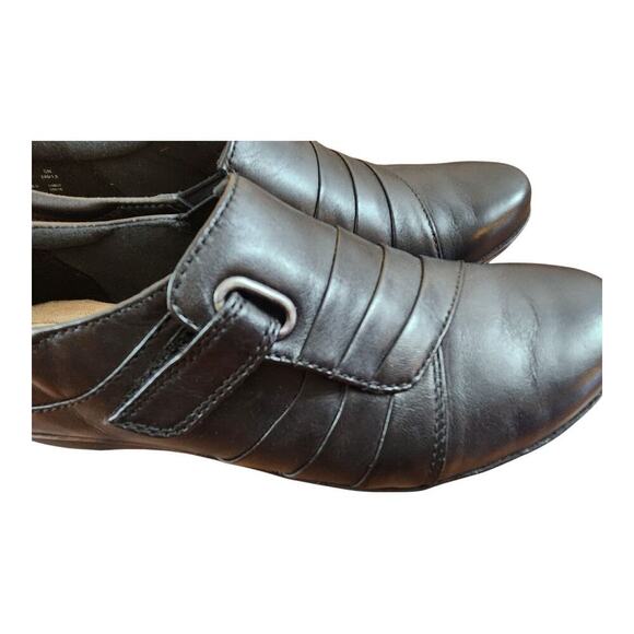 Clarks collection Everlay Luna womens sz 8 black leather comfort shoe strap - Picture 11 of 13